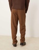 ASOS DESIGN pull on smart wool mix oversized tapered pants in brown herringbone