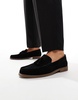 ASOS DESIGN tassel loafers in black suede with natural sole