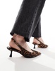 ASOS DESIGN Wide Fit Stroll slingback kitten heeled shoes in leopard