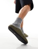 ASOS DESIGN mule slippers in khaki green cord