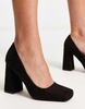 RAID Petunia square toe shoes in black faux suede