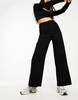 Mango raw hem wide leg jeans in black