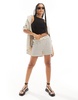 Vila knit drawstring shorts in cream and black stripe