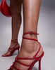 ASOS DESIGN Wide Fit Nightfall strappy high heeled sandal in red