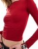 Motel amabon long sleeve slash neck top in red