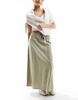 Cotton On maxi shift skirt in sage linen blend