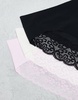 Cotton On bikini briefs with lace 3 pack in black white rose