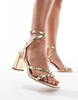 ASOS DESIGN Hampstead studded mid heel sandals in gold