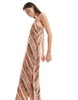 French Connection Gaia textured halterneck midi dress in mocha stripe