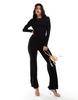 ASOS DESIGN long sleeve flared leg jumpsuit with open back and strap detail in black