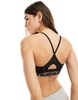 adidas Training Aeroreact 3-Stripes light support bra in black and white