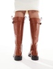 ASOS DESIGN Wide Fit Callie smart flat riding knee boots in tan