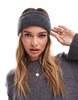 ASOS DESIGN knit ribbed headband in charcoal gray