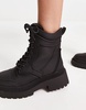 River Island padded biker boots in black