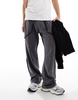 ADPT wide leg sweatpants in gray acid wash