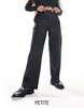 Noisy May Petite ruched waist pants in dark gray