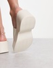 London Rebel flatform square toe sliders in cream