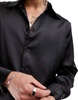 ASOS DESIGN satin shirt with 70s collar in black