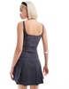 Motel jadzia dropped waist pleated mini dress in charcoal gray