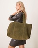 ASOS DESIGN suede boxy tote bag in green