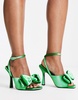 ASOS DESIGN Wide Fit Walker bow heeled sandals in green