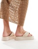 Walk London Geneva Padded Toe Post Sandals In Off White Leather