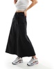 Gramicci cotton a line paneled cargo maxi skirt in black