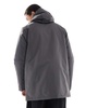 Brave Soul parka jacket with hood and concealed zip in gray