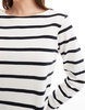 Cotton On boat neck long sleeve crop top in monochrome stripe