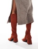 ASOS DESIGN Ciara block heel knee boots in rust