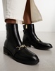 River Island boot with gold buckle detail in black