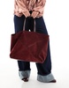 ASOS DESIGN premium suede paneled tote in burgundy