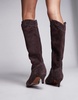 River Island knee high heeled suede western boot in brown