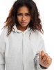 COLLUSION zip through boxy hoodie in gray heather