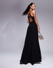 ASOS DESIGN oversized corsage maxi dress with full hem in black