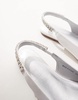 London Rebel wide fit bridal embellished flat shoes in ivory satin