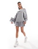 ASOS DESIGN oversized knitted off shoulder sweater in gray