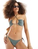 Cotton On tie side brazilian bikini bottom in khaki