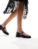 Free People diamante buckle mary jane flats in black