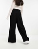 River Island belted wide leg pants in black