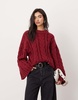 ASOS EDITION chunky cable knit oversized sweater in burgundy