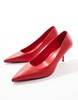 ASOS DESIGN Snatched pointed mid heeled pumps in red