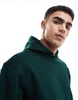 ASOS DESIGN premium heavyweight boxy oversized hoodie 400gsm in dark green