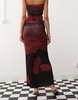 COLLUSION low rise maxi skirt with red bloom print - part of a set