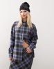 COLLUSION oversized brushed check shirt in gray blue check