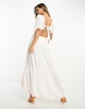 River Island embroidered cut out maxi beach dress in white