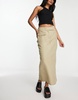 River Island utility midi skirt in khaki