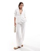 Mango linen cinched waist blazer in white - part of a set