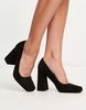 RAID Petunia square toe shoes in black faux suede