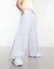 ASOS DESIGN ultra wide parachute cargo pants in light blue